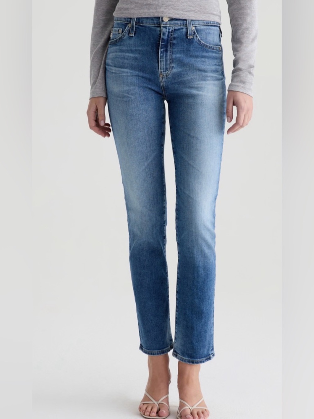 AG Jeans Mari Mid Rise Straight Crop Size 26 Medium Wash - Picture 10 of 13